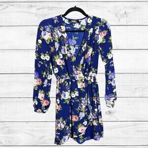 5. Lulu’s That A Wrap Navy Floral Faux Wrap Dress – Size XS